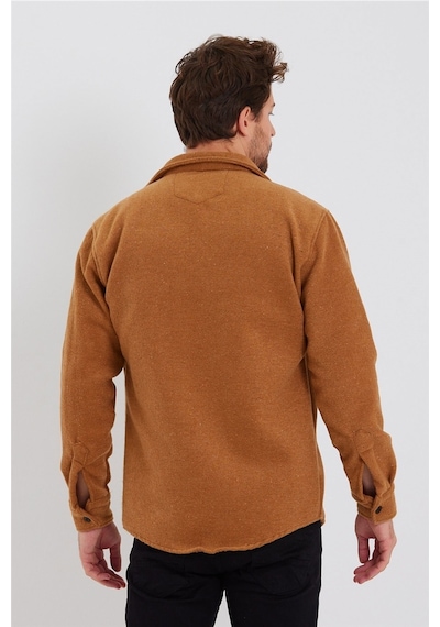 Erkek Hardal Çift Cep Kapaklı Slim Fit Oduncu Gömlek-odg001r9502s Sarı