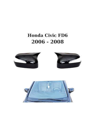 Honda Civic FD6 2006 2007 2008 Uyumlu Araca Özel Yarasa Batman Piano Black Ayna Kapağı Takımı