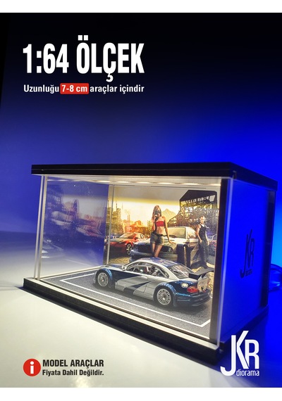 Most Wanted V1 Diecast Led Işıklı Akrilik Korumalı Stand/diorama 1:64 Ölçek