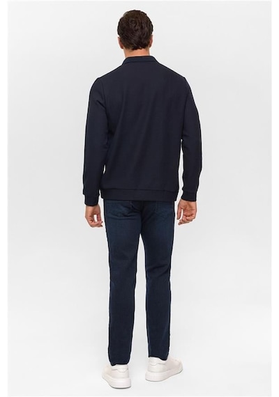 SÜVARİ Lacivert Regular Düz Polo Yaka Sweatshirt Lacivert