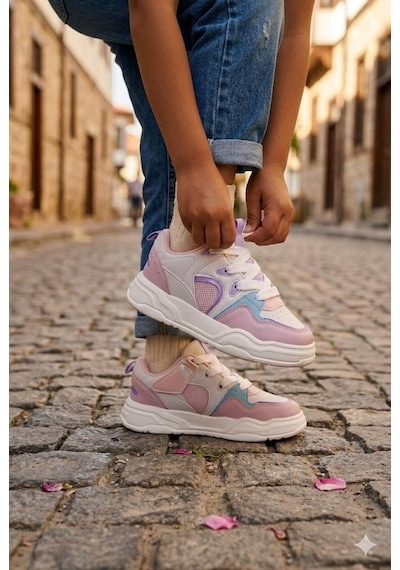 Fort Jacop Cool Anatomik Rahat Hafif Sneaker Kız Çocuk Ayakkabı Beyaz-pudra