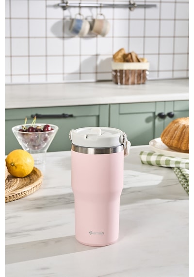 Emsan Star Ice Pipetli Çelik Sızdırmaz Termos Pembe 550 Ml Pembe