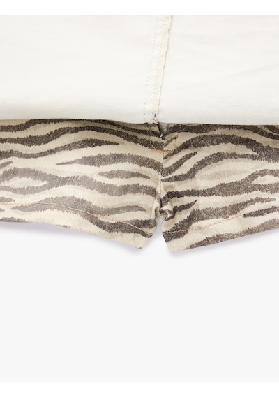 Koton Leopar Desenli Düğmeli Cepli Mini Etek Zebra Çizgili 6sal70008mw