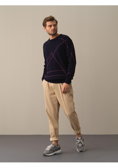 Xint Lacivert Regular Fit Bisiklet Yaka Pamuklu Kazak 801668