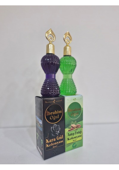 Özel Seri Kara Gül & Antep Fıstığı 2'li Karma Kolonya Seti - Kristal Şişeli Hediyelik Paket 2x200 Ml