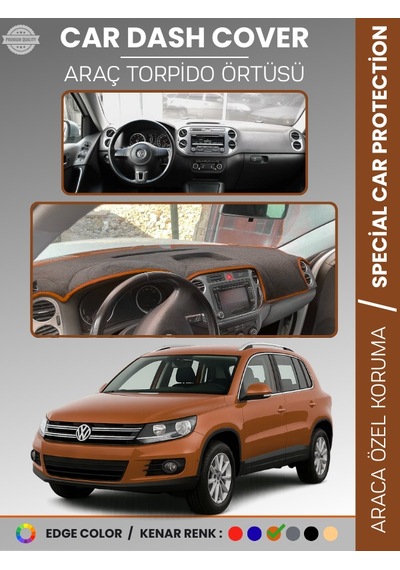 Volkswagen Tıguan 2007-2015 Torpido Örtüsü Ön Göğüs Koruma Torpido Koruma Tam Uyum Araca Özel - 435 Stiloto