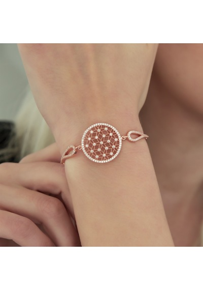 Nereze 925 Ayar Kelepçe Model Yaşam Çiçeği Bileklik Kadın Gümüş Bileklik