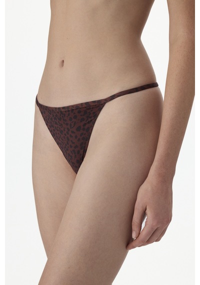 Penti Kahverengi Printed Micro Lace Brazilian Külot Bn83