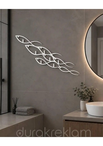 Dekoratif Metal Duvar Askılığı 80 Cm Balık Figürlü, 3 Mm Dkp Sac, Fırın Boyalı Siyah