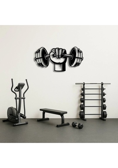 Power Lifting Halterci Metal Duvar Tablosu Siyah