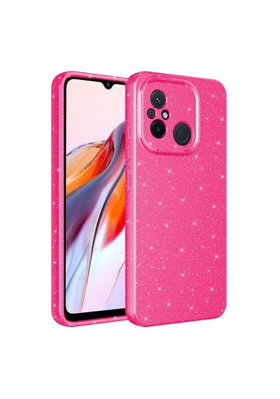 Xiaomi Redmi Note 12 Pro 4g Kılıf Kamera Korumalı Simli Lüks Zore Koton Kapak Pembe Koyu