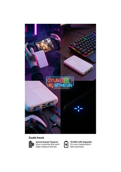 Ip-g12n 10000mah Micro+usb+ Type-c Giriş+çıkış Siyah Taşınabilir Pil Şarj Cihazı Powerbank Beyaz