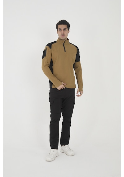 Camp Scoutland Camp138 Outdoor Tactical Su iticili Erkek Hardal-Siyah Taktik Sweatshirt