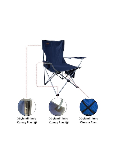Madfox Campseat X90 Katlanır Kamp Sandalyesi Taşıma Çantalı Navy Blue