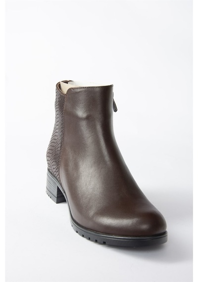 Fox Shoes Kahverengi Hakiki Deri Alçak Topuklu Kadın Bot N555500103 Kahverengi
