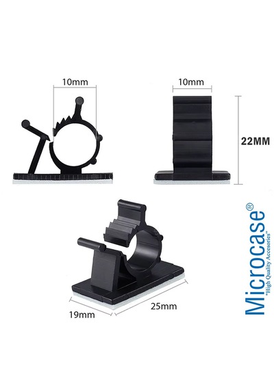 Microcase Kendinden Yapışkanlı Kablo Sabitleyici Ve Düzenleyici Klips Seti 20'li Al5408 Siyah