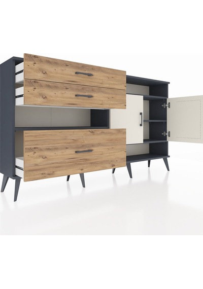 Arges Konsol 4 Raflı 3 Çekmeceli 2 Kapaklı 176x30x99 Antrasit-ayt Antrasit-aytaşı/çam Arges Konsol 4 Raflı 3 Çekmeceli 2 Kapaklı 176x30x99 Antrasit-ayt Antrasit-aytaşı/çam