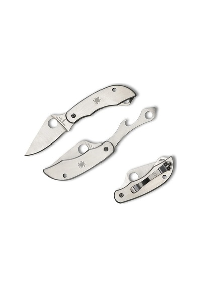 Spyderco Clipitool Bottle Opener/ Screwdriver Stainless Plainedge Kamp Çakı Gümüş