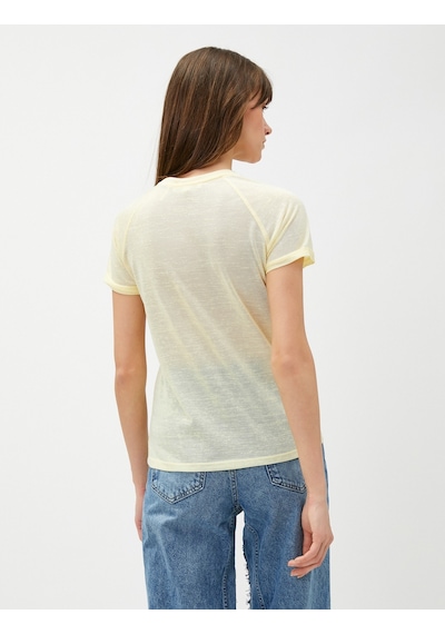 Koton Bisiklet Yaka Tişört Reglan Kol Sarı 3sak50384ek 3SAK50384EK161 Sarı