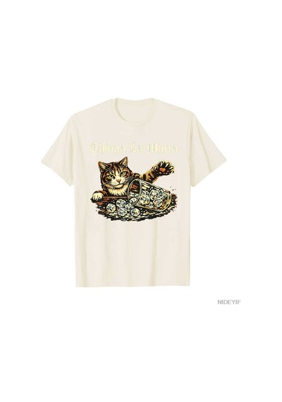 Flood Of Style Chinga La Migra Komik Kedi Vintage T-shirt Erkekler Kadınlar Için % 100% Pamuk T Shirt Kısa K Bej