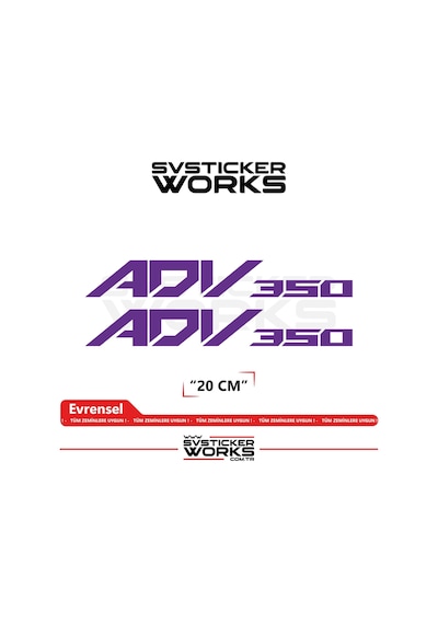 Honda Adv 350 Sticker Uyumlu Yazı Yüksek Kalite Özel Kesim Folyo 2'li Set Mor