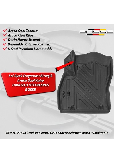 Fiat Fiorino Paspas Araca Özel Dizel / Benzinli 2007 - 2019 Paspas 3D Havuzlu Paspas
