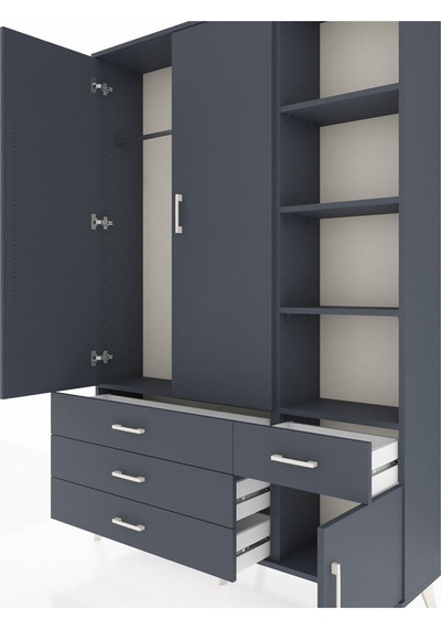 Arges Dolap 5 Raflı 4 Çekmeceli Tek Askılı 132x30x195 Antrasit-antrasit/antrasit Antrasıt/antrasıt Arges Dolap 5 Raflı 4 Çekmeceli Tek Askılı 132x30x195 Antrasit-antrasit/antrasit Antrasıt/antrasıt