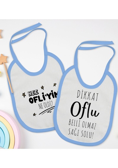 BK Kids Oflu Tasarımlı 2’li Mavi Mama Önlüğü-1 Mavi
