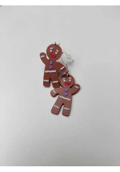 Gingy Kurabiye Adam Yılbaşı Küpe Çifti - Zencefilli Tatlı Karakter Temalı Kış Aksesuarı Kahverengi