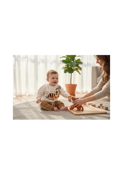 Altıntaş Baby Kaplan Safari Temalı Premium Kalite Mevsimlik Ekstra Yumuşak 2 Li Takım Kahverengi Kahverengi