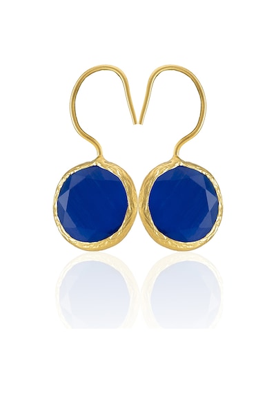 Kadir Jewellery 22 Ayar Altın Kaplama Kadın Taşlı Küpe -el İşçiliği Ve Hipoalerjenik Küpe -e01 Parlement Mavisi