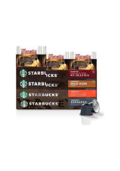 Starbucks Sumatra + Hause Blend + Colombia + Espresso Roast Kapsül Kahve 4 x 10'lu + Fiorella 3 x 20 G
