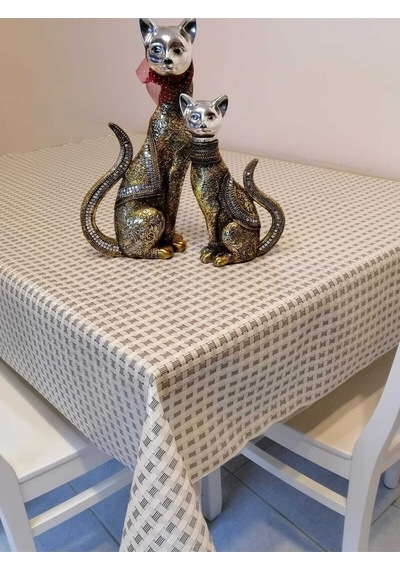 Gri Ithal Pvc Muşamba - Desenli Silinebilir Masa Örtüsü 18 İhtl 08 140 X 160
