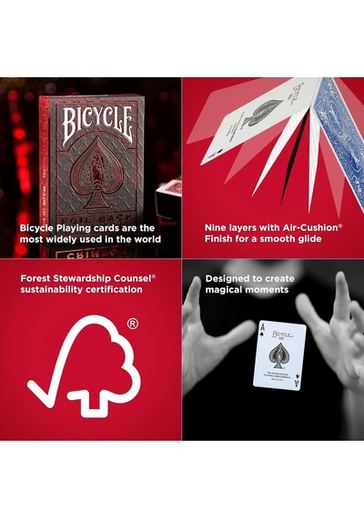 Bicycle Metalluxe Foil Back Crimson Red Kırmızı Kart Premium İskambil Oyun Kağıdı Kartları Destesi