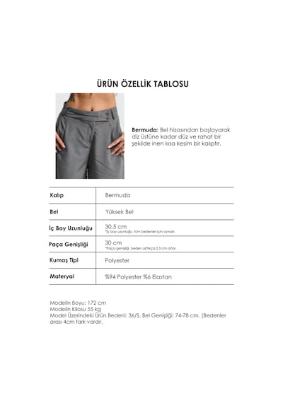 Itsbasic Kadın Gri S6 Baggy Fit Maxi Boy Bermuda Şort Gri Melanj