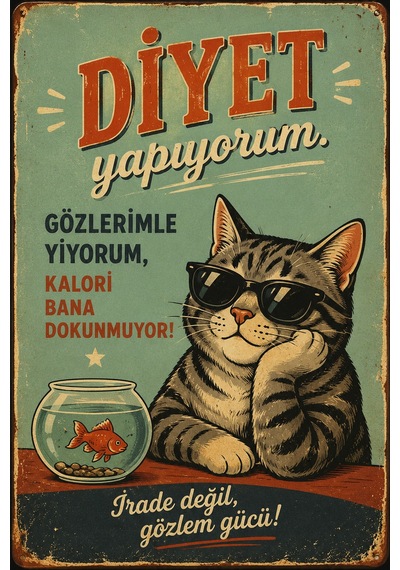 Retro Komik Diyet Duvar Tablosu Mdf Ahşap Dekoratif Poster Eğlenceli Mutfak Ve Salon Dekoru
