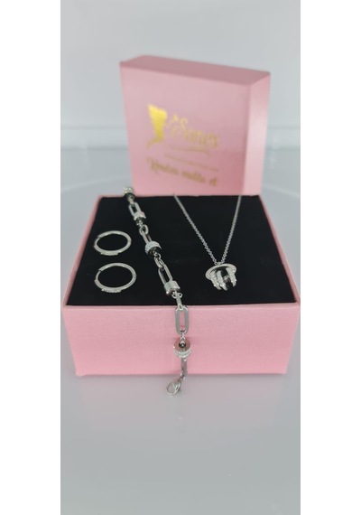 Perilice Gümüş Çelik Takı Seti 360 Gümüş - Rose Gold