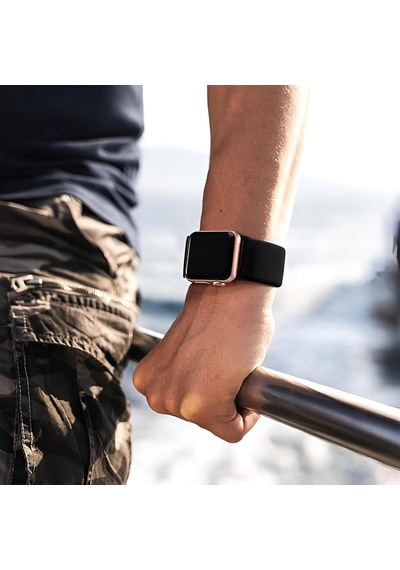 Apple Watch İçin Uyumlu Bilek Kalınlığına Göre Ayarlanabilir Yumuşak Kumaşlı Ve İnce Görünümlü Dayanıklı Sık Dokuma Kumaş Kordon Çok Renkli