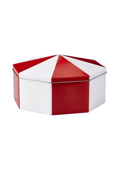 Ikea Vınterfınt Çelik Saklama Kabı, Beyaz-kırmızı, 24x12 Cm