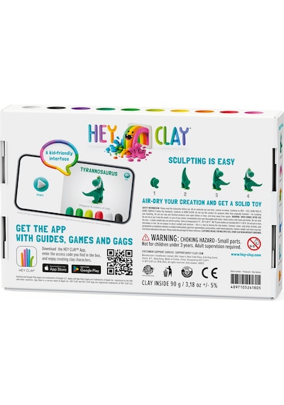 Hey Clay Hava İle Kuruyan Kil 6'lı Kutu - Dinozorlar Pterodactylus, Triceratops, Tyrannosaurus