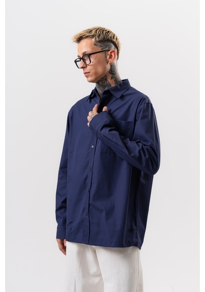 Respire Erkek Poplin Oversize Gömlek Lacivert