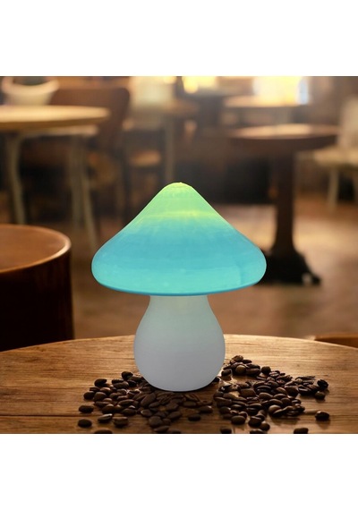 Led Mantar Gece Lambası Pilli, Renkli Ve Dekoratif Işık Mavi