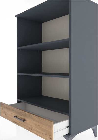 Hyperion Dolap 3 Raflı Tek Çekmeceli 88x44x134 Antrasit-çam Antrasit Hyperion Dolap 3 Raflı Tek Çekmeceli 88x44x134 Antrasit-çam Antrasit
