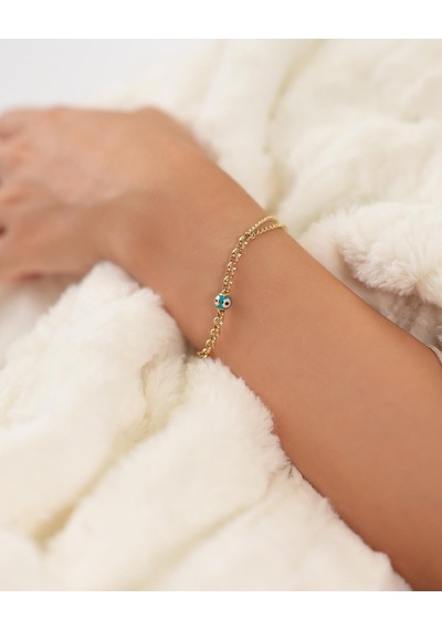 Debora Jewelry 14 Ayar Altın Nazar Boncuklu Zincir Bileklik