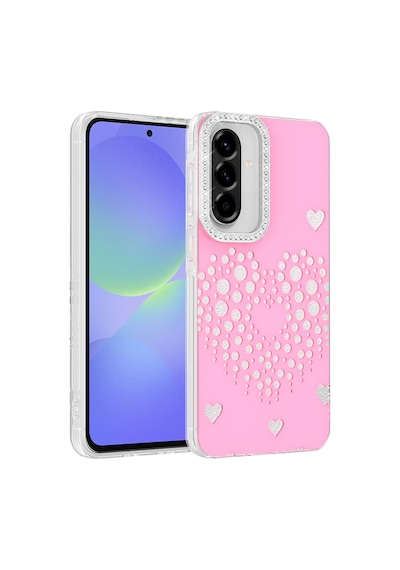 Maks Technology Samsung Galaxy Uyumlu A36 Kılıf Damla Taşlı Mkst Rivas Sert Pc Kapak - Pembe