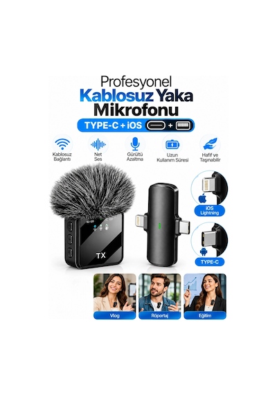 F15 Profesyonel Kablosuz Yaka Mikrofonu Type-c Lightning iOS Uyumlu Net Ve Güçlü Ses F15 Profesyonel Kablosuz Yaka Mikrofonu Type-c Lightning iOS Uyumlu Net Ve Güçlü Ses
