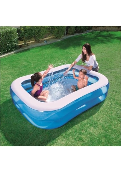 Bestway 12819 Büyük Boy Dikdörtgen Şişme Aile Havuzu 211x132x46cm Çok Renkli