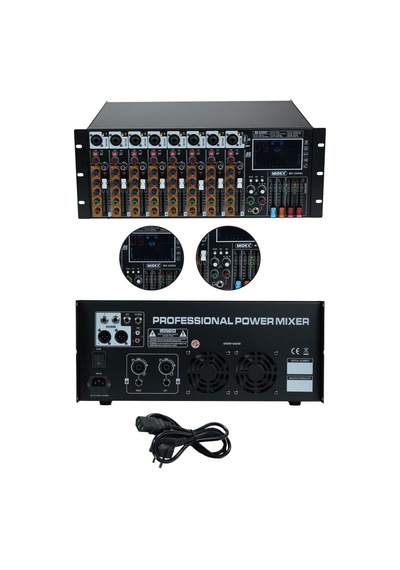 Midex Mx-2400u Rack Tipi Power Mikser 2x600w 8 Kanal Usb-bt Amfili Mixer Efektli