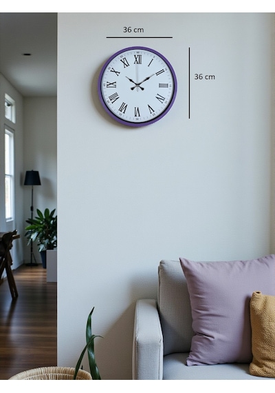 36 Cm Mor Roma Rakamlı Dekoratif Duvar Saati Diğer