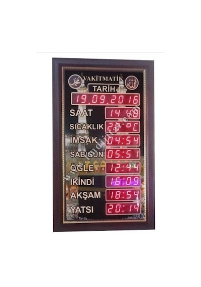 Dekoratif Cami Namaz Saati (Vakitmatik)